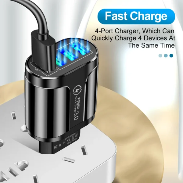 45W USB Charger Fast Charge QC 3.0 Wall Charging For iPhone 12 11 Samsung Xiaomi Mobile 4 3 Ports EU US Plug Adapter Travel - Image 6