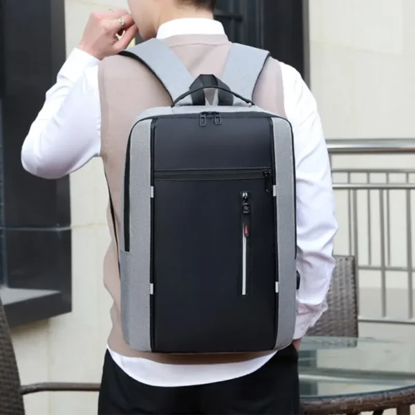 1 Pack 15.6 Inch Men's Business Computer Bag Multi-pocket High-capacity Usb Charging Work Commuting Backpack - Image 3