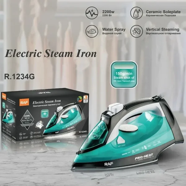2200W Steam Iron for Clothes with Rapid Even Heat Scratch Resistant Stainless Steel Sole Plate, True Position Axial Aligned - Image 2