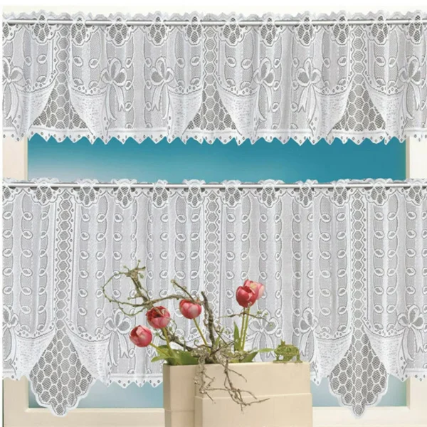 2PCS Lace Coffee Curtain Window Tulle Butterfly Apple Curtains For Living Room Kitchen Treatments Voile Curtain Festival Decor - Image 2