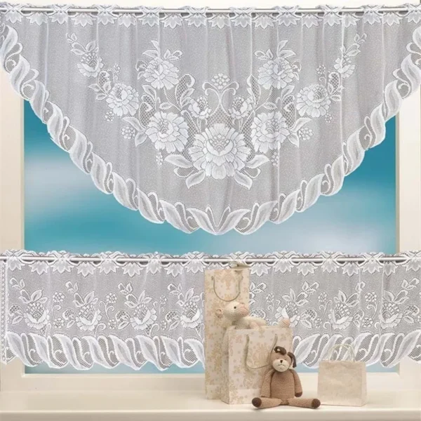 2PCS Lace Coffee Curtain Window Tulle Butterfly Apple Curtains For Living Room Kitchen Treatments Voile Curtain Festival Decor - Image 3