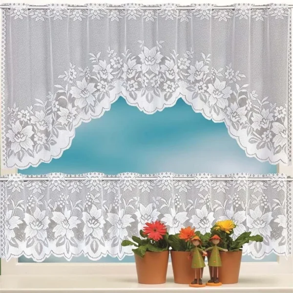 2PCS Lace Coffee Curtain Window Tulle Butterfly Apple Curtains For Living Room Kitchen Treatments Voile Curtain Festival Decor - Image 4