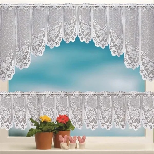 2PCS Lace Coffee Curtain Window Tulle Butterfly Apple Curtains For Living Room Kitchen Treatments Voile Curtain Festival Decor - Image 5
