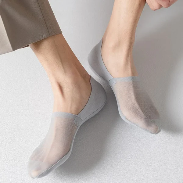 3pairs Socks for Men Summer Ultra-thin Invisible Men's Boat Sock Elastic Silicone Non-slip Ankle Short Silk Sock No Show Sokken - Image 3