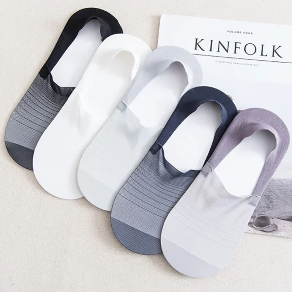 3pairs Socks for Men Summer Ultra-thin Invisible Men's Boat Sock Elastic Silicone Non-slip Ankle Short Silk Sock No Show Sokken - Image 6