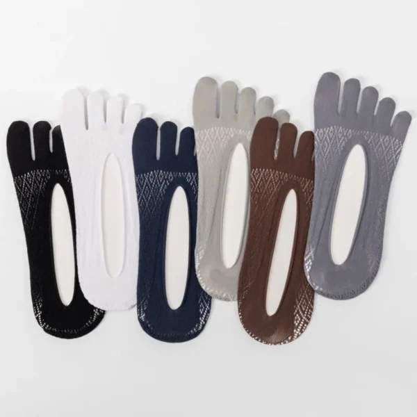 5Pairs Men Socks with Fingers Summer Ultra-thin Breathable Invisible Toe Silk Socks Elastic Men's Ankle Sock Silicone Non-slip - Image 6