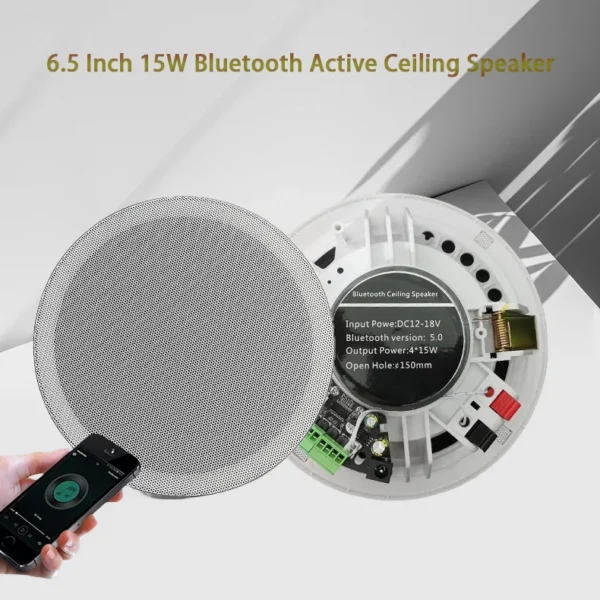 6inch 15W Moisture-proof Ceiling Speaker Built In Digital Class D Amplifier Bluetooth-compatible Active Speaker for Indoor Audio - Image 2