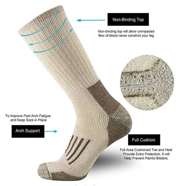80% Merino Wool Socks For Men Women Thicken Warm Hiking Cushion Crew Socks Merino Wool Sports Socks Moisture Wicking Euro Size - Image 3