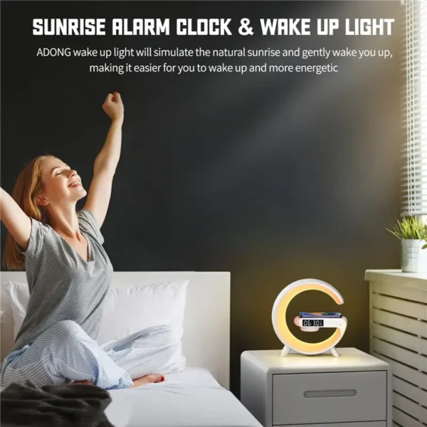 Bluetooth Speaker Wireless Charger Pad Stand Home Stereo Loudspeaker Subwoofer RGB Night Light Lamp Fast Charging Station Dock - Image 4