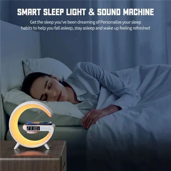 Bluetooth Speaker Wireless Charger Pad Stand Home Stereo Loudspeaker Subwoofer RGB Night Light Lamp Fast Charging Station Dock - Image 5