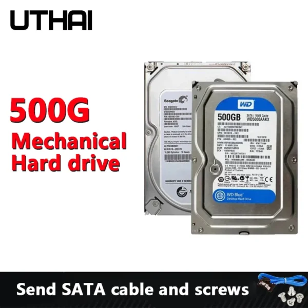 Desktop Second-hand Mechanical Hard Disk SATS Serial Port 3.5-inch 500GB Monitoring Game Universal Blue Disk Thin Disk