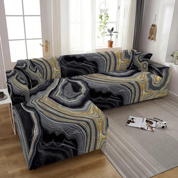 Geometric Leaf Print Leisure Sofa Cover L Shape 1/2/3/4 Seat Small Sofa Sofa Cushion Children's Sofa Armchair Straight SofaCover
