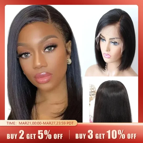 Hot Sale Short BOB Wig T Part Side Part Bob Wigs Lace Frontal Cuticle Aligned Pre Plucked Brazilian Human Hair for Black Women