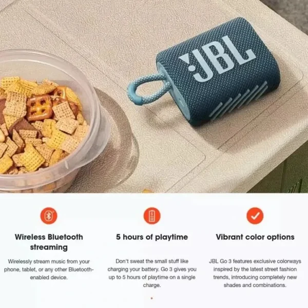 JBL GO3 Music Gold Three Generations Portable Bluetooth Speaker Outdoor Speaker Mini Speaker 100%original - Image 5
