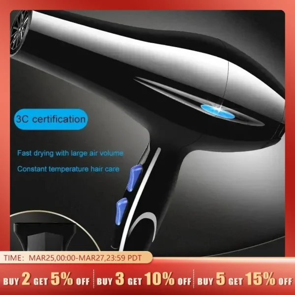 Negative Ion Hair Dryer Constant Temperature Hair Care without Hurting Hair Light and Portable Essential for Home and Travel