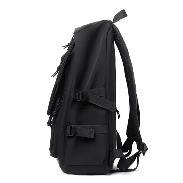 One 15 Inch Polyester Waterproof Solid Color Simple Men's Backpack Fashion Couple Student Computer Backpack - Image 5