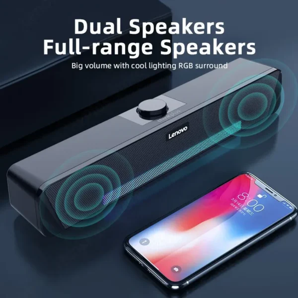 Original Lenovo TS33 Wired and Bluetooth 5.0 Speaker 360 Home Movie Surround Sound Bar Audio Speaker For Desk Computer Subwoofer - Image 5
