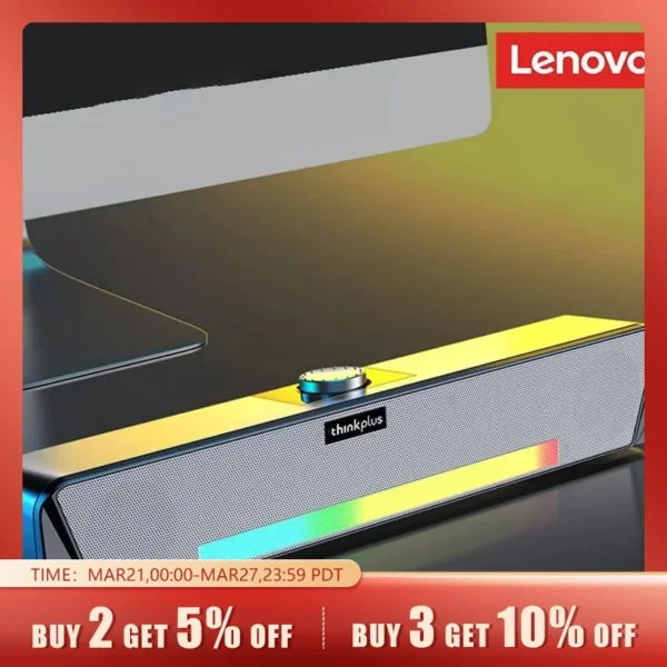 Original Lenovo TS33 Wired and Bluetooth 5.0 Speaker 360 Home Movie Surround Sound Bar Audio Speaker For Desk Computer Subwoofer
