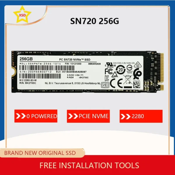 The new SN720 256G 2280 length M.2 PCIE NVME protocol is applicable to notebook desktop SSD