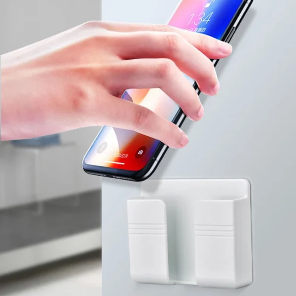 Wall Mount Mobile Phone Holder For iPhone Xiaomi Samsung Phones Charging Stand Lazy Sticky Hanging Remote Control Storage Box - Image 2