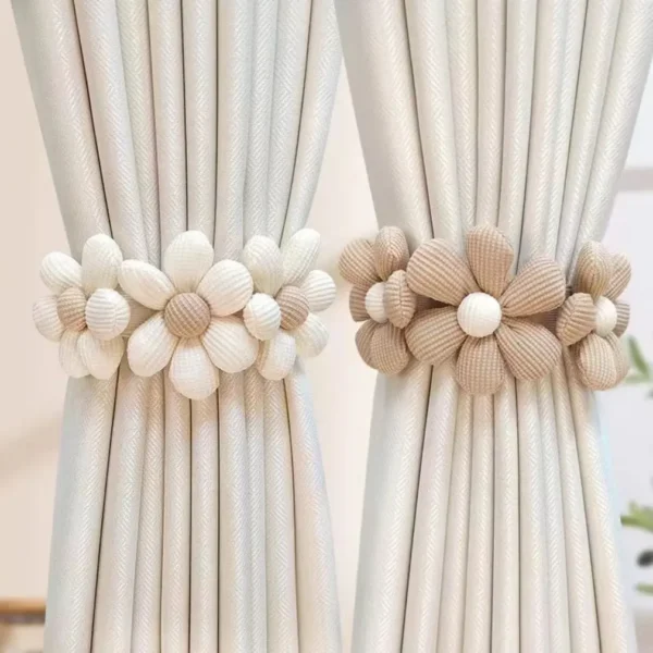 1Pcs Flower Shape Curtain Tieback Elastic Band Window Curtain Buckles Magnetic Buckle Curtain Rope Holders Kids Room Home Decor