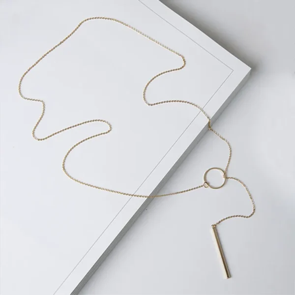 NK547 Punk Women Jewelry Minimalist Tiny Dainty Collier Unique Round Circle Bar Pendant Short Clavicle Necklace For Girl Chain - Image 3