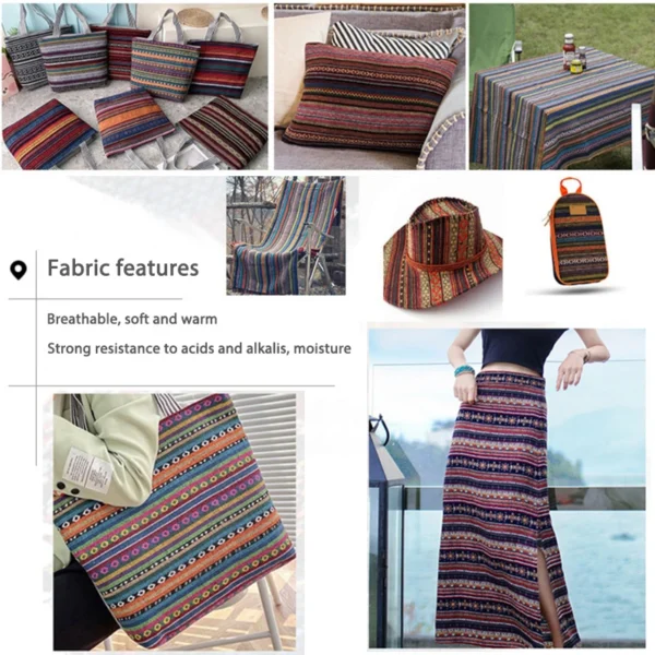 Teramila Ethnic Style Cotton Linen Fabric Hotel Bar Tablecloth Pillow Sofa Cover Textile Patchwork Curtain Decorative Materials - Image 2