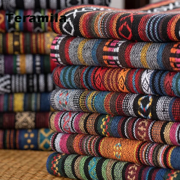 Teramila Ethnic Style Cotton Linen Fabric Hotel Bar Tablecloth Pillow Sofa Cover Textile Patchwork Curtain Decorative Materials - Image 3