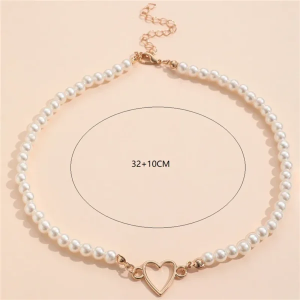 Trendy Love Heart Pearl Choker Necklace Female Personality Party Fashion Clavicle Collier Accessories Colar Perlas Collar Gift - Image 4