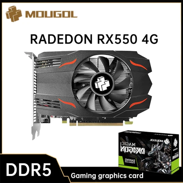 MOUGOL Original AMD GPU Radeon RX 550 4G Graphics Card GDDR5 14nm DP DVI 128Bit Gaming Video GPU Card for Desktop Computer Combo