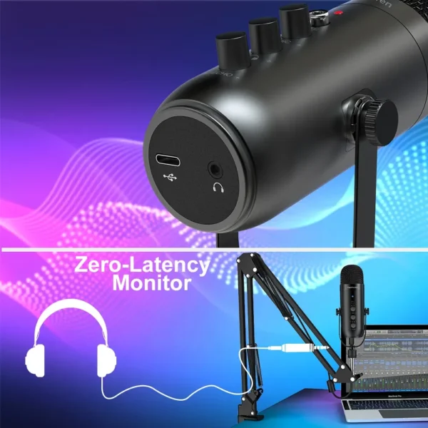 Professional USB Streaming Podcast PC Microphone Studio Cardioid Condenser Mic Kit with Boom Arm For Recording Twitch YouTube - Image 2