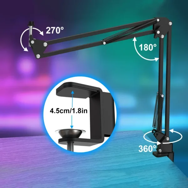 Professional USB Streaming Podcast PC Microphone Studio Cardioid Condenser Mic Kit with Boom Arm For Recording Twitch YouTube - Image 6