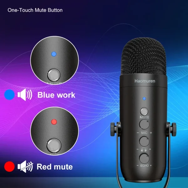 Professional USB Streaming Podcast PC Microphone Studio Cardioid Condenser Mic Kit with Boom Arm For Recording Twitch YouTube - Image 4
