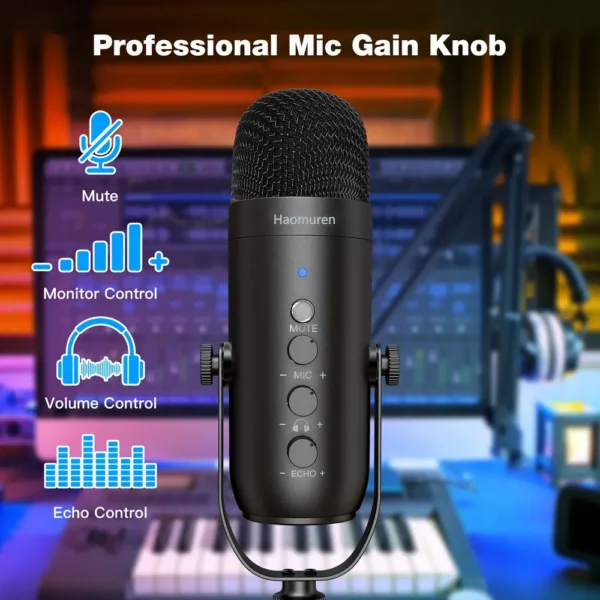 Professional USB Streaming Podcast PC Microphone Studio Cardioid Condenser Mic Kit with Boom Arm For Recording Twitch YouTube - Image 5